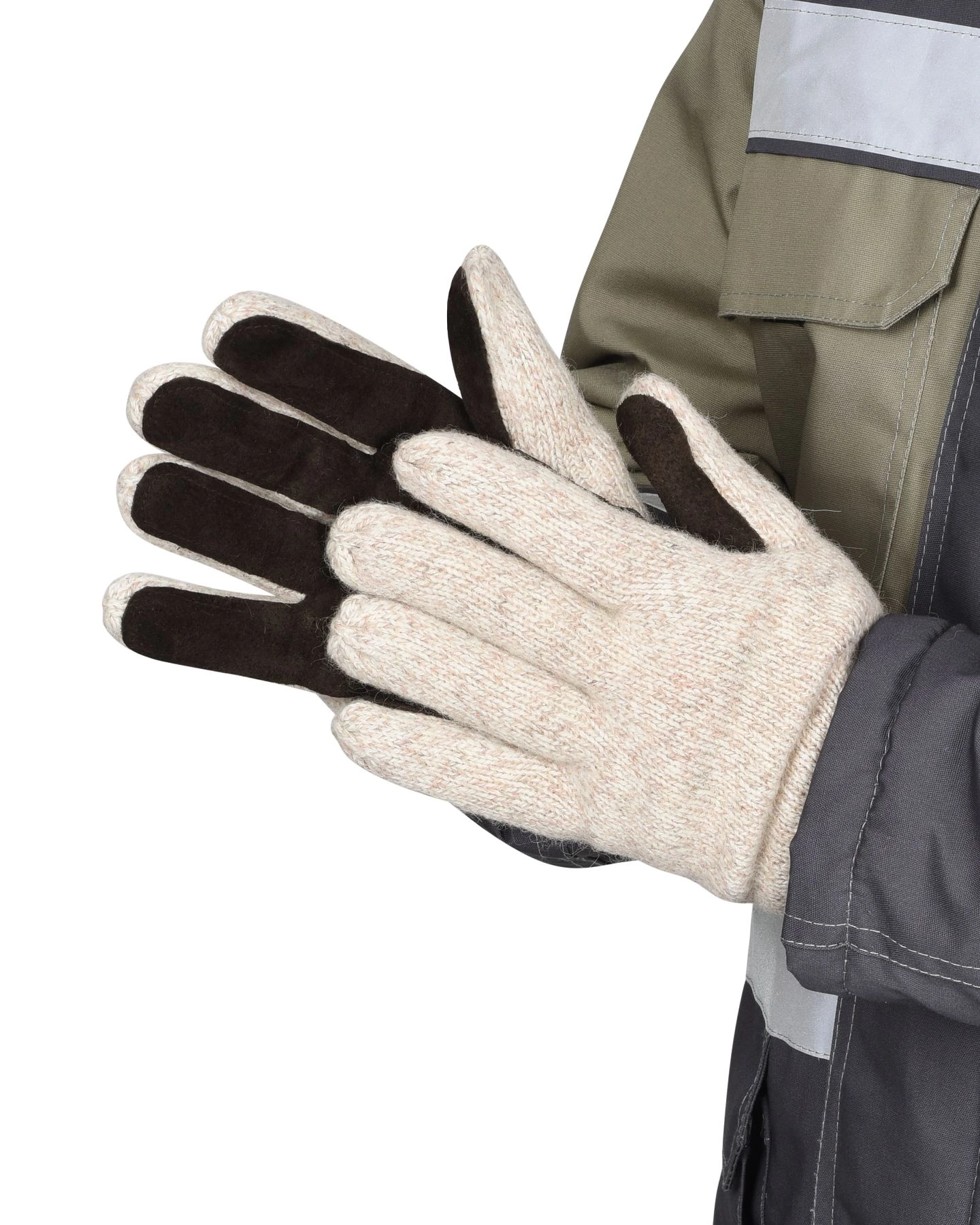 Перчатки шерстяные со спилковым наладонником